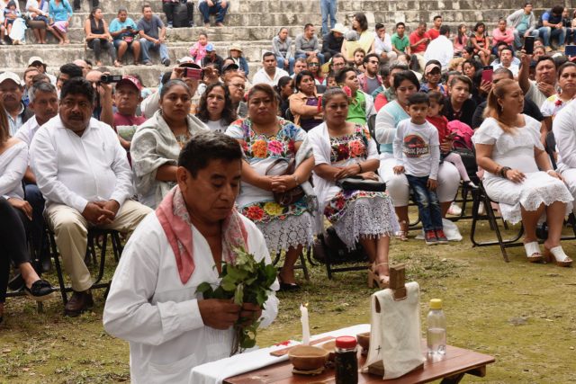 Los representantes de grupos originarios se congregaron en las zonas arqueológicas de Edzná, del municipio de Campeche, y Becán, Calakmul.